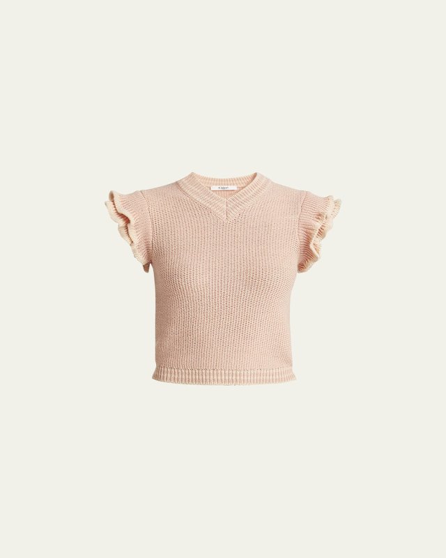 Ruffle Cap-Sleeve Sweater